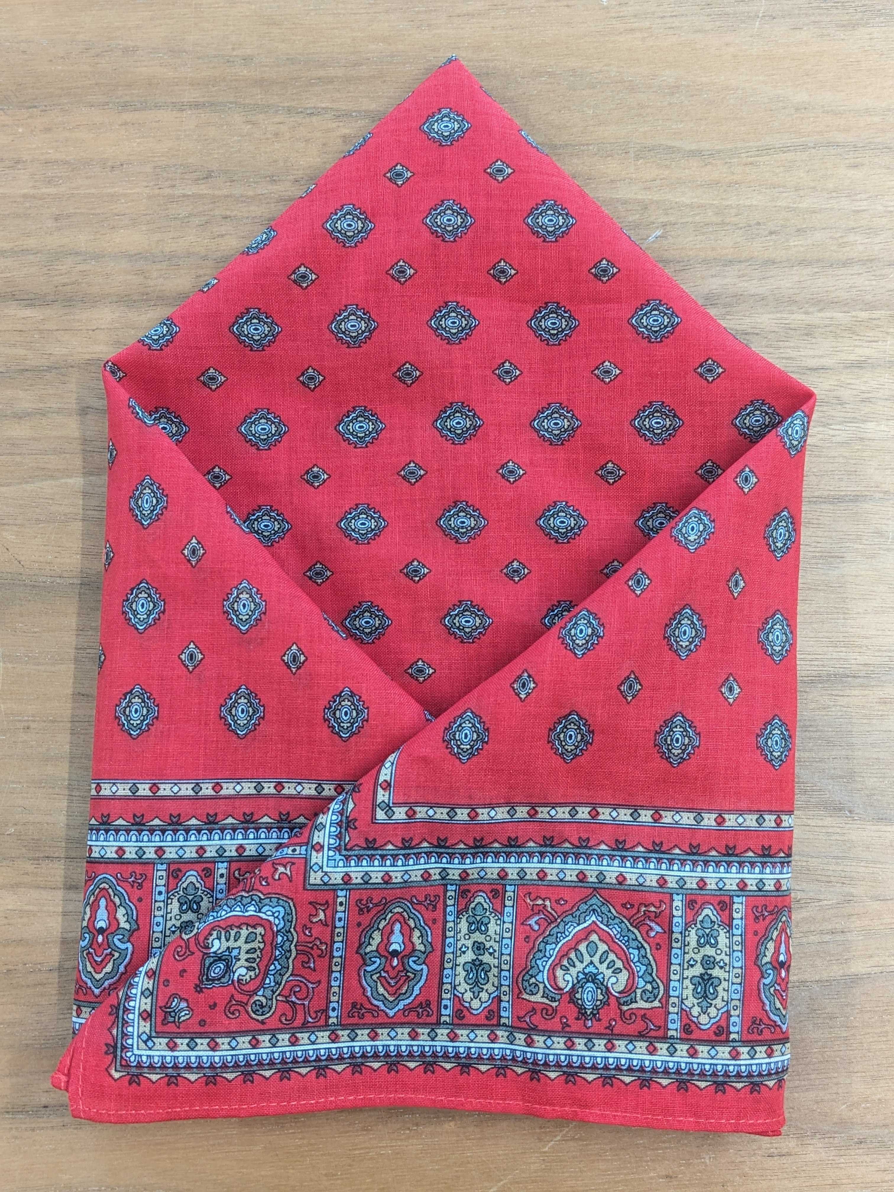 Red Diamond Paisley Pattern Handkerchief
