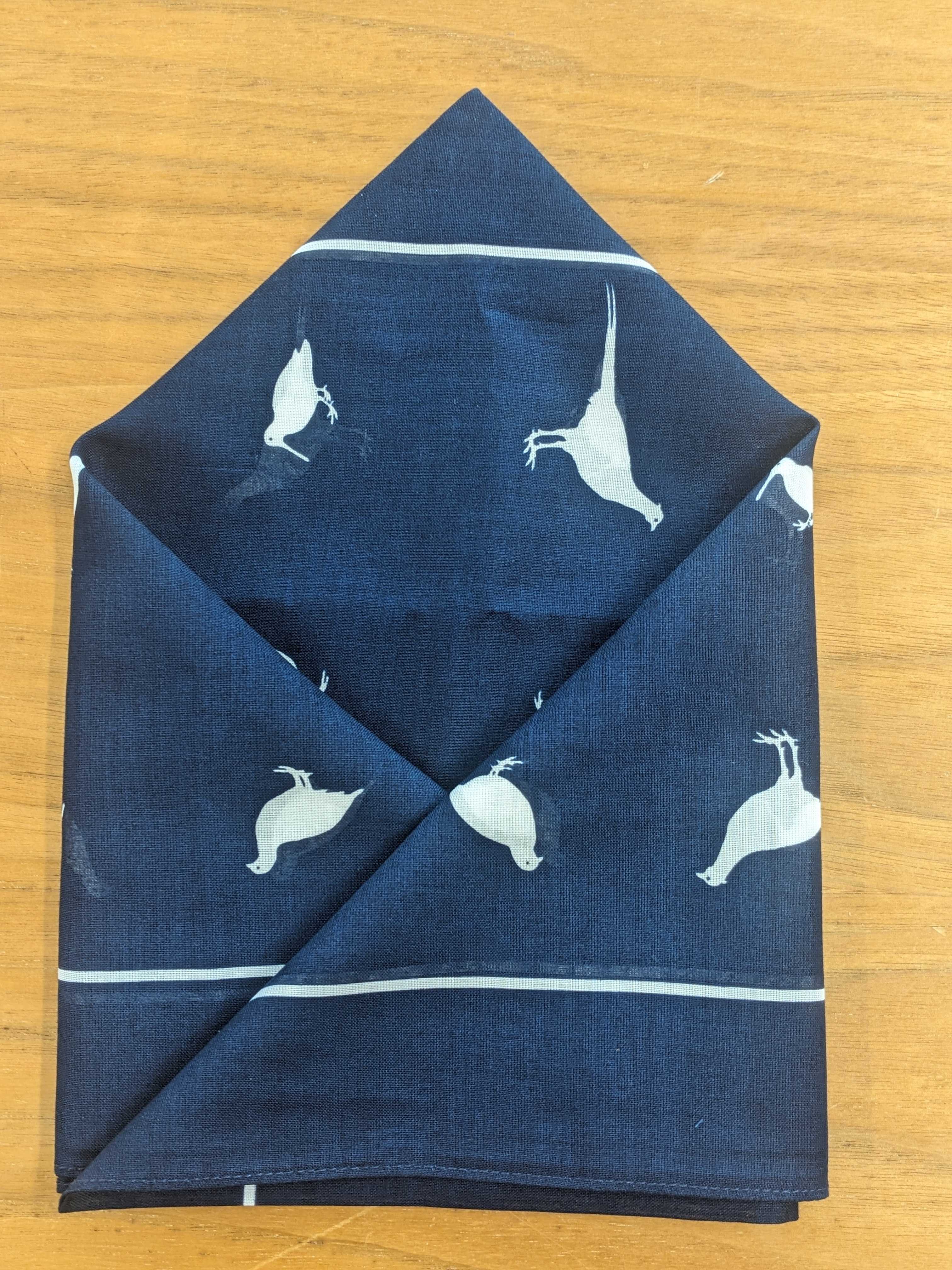 Load image into Gallery viewer, Handkerchief - Navy Blue White Game Birds
