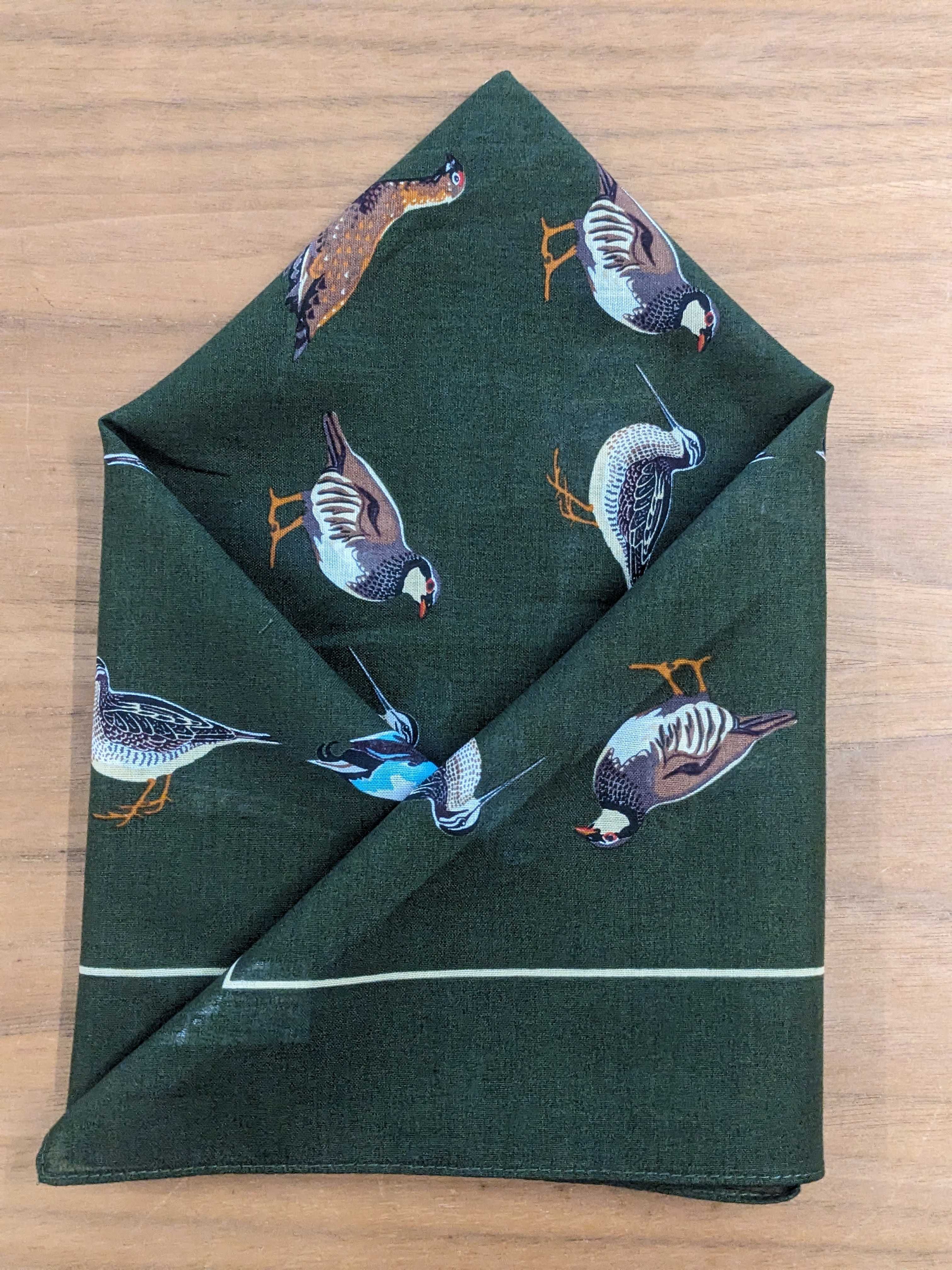 Handkerchief - Green Game Birds