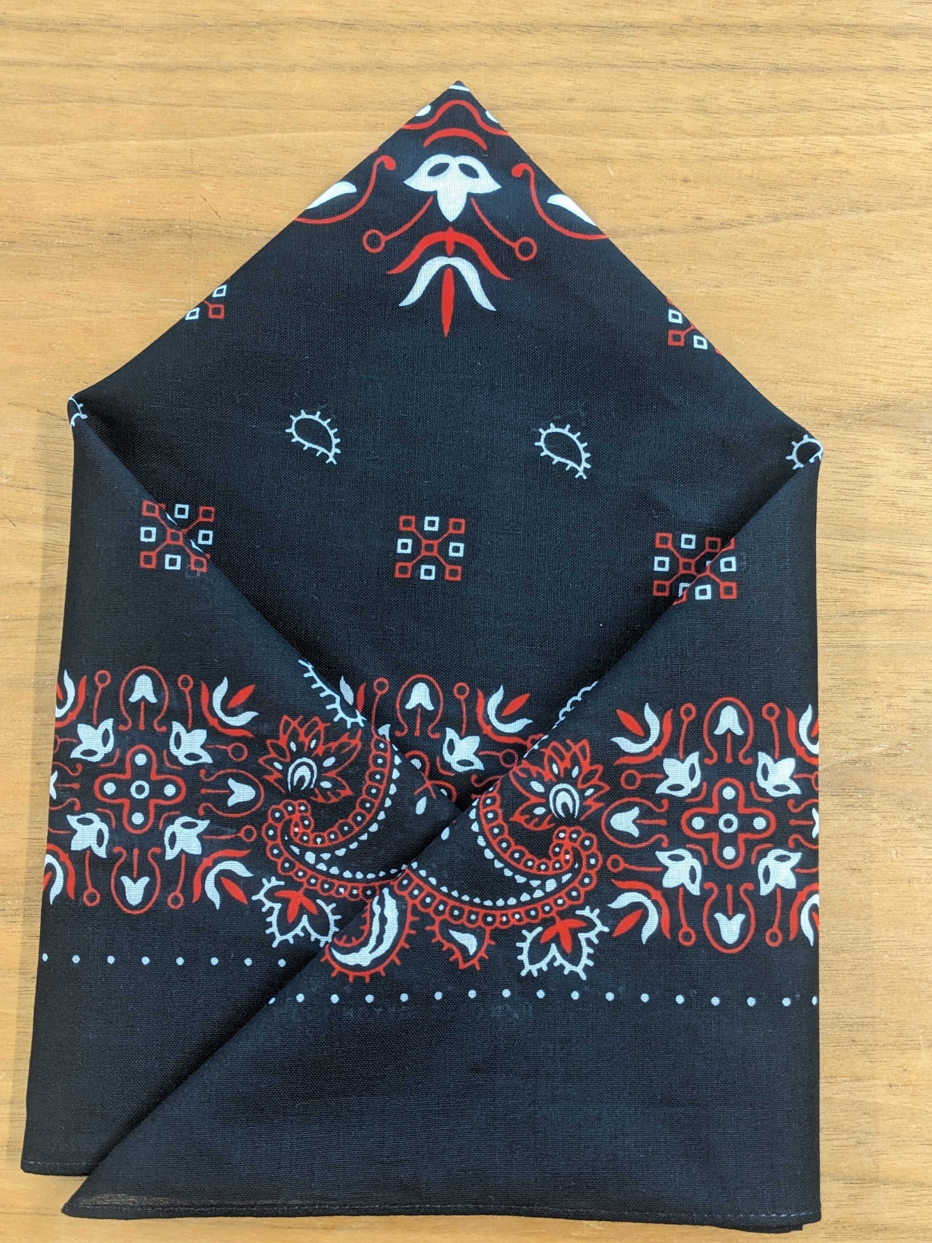 Handkerchief - Black Paisley Pattern