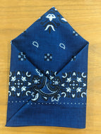 Handkerchief - Navy with Black and White Paisley Pattern