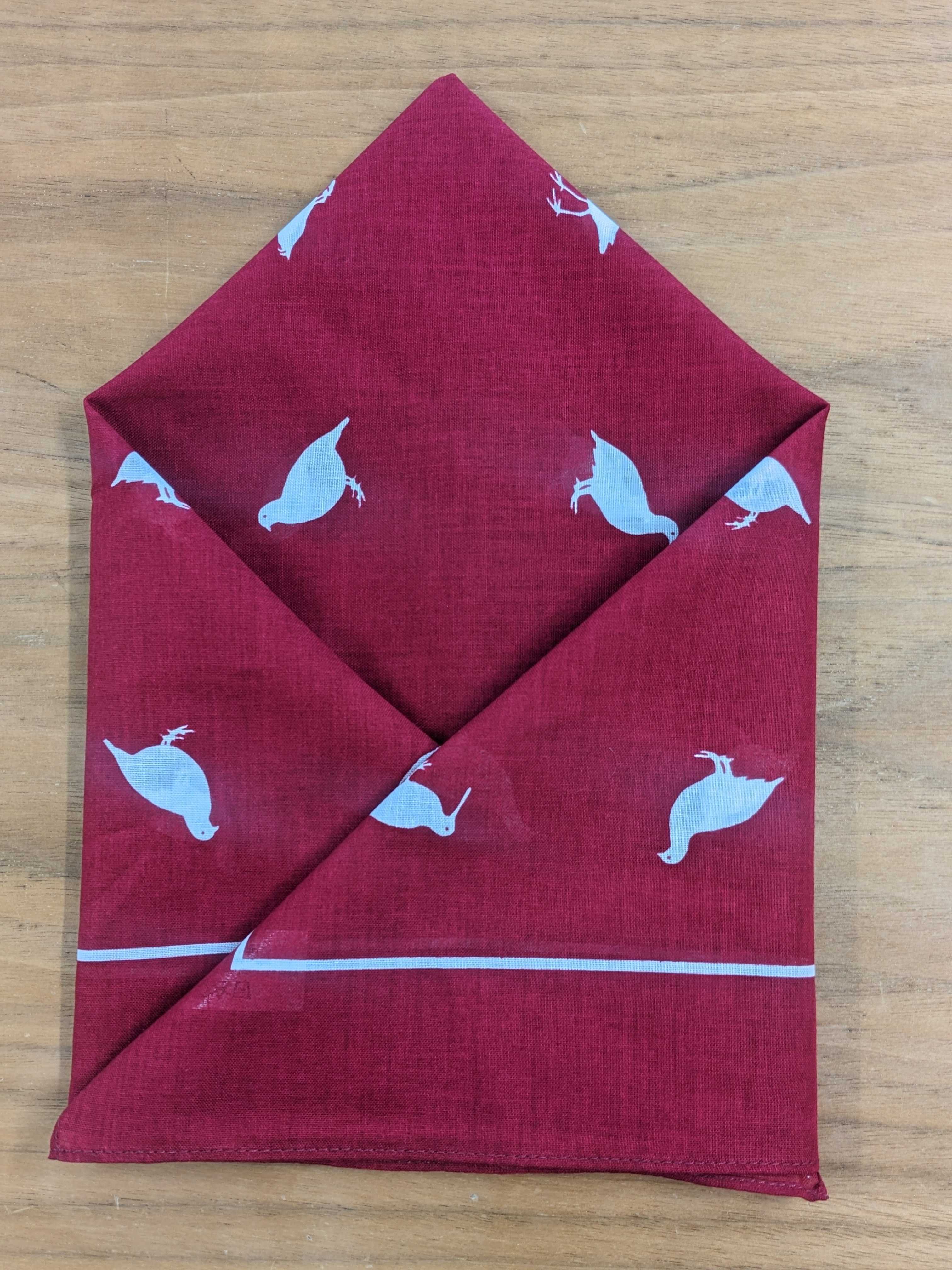 Handkerchief Burgundy Game Birds