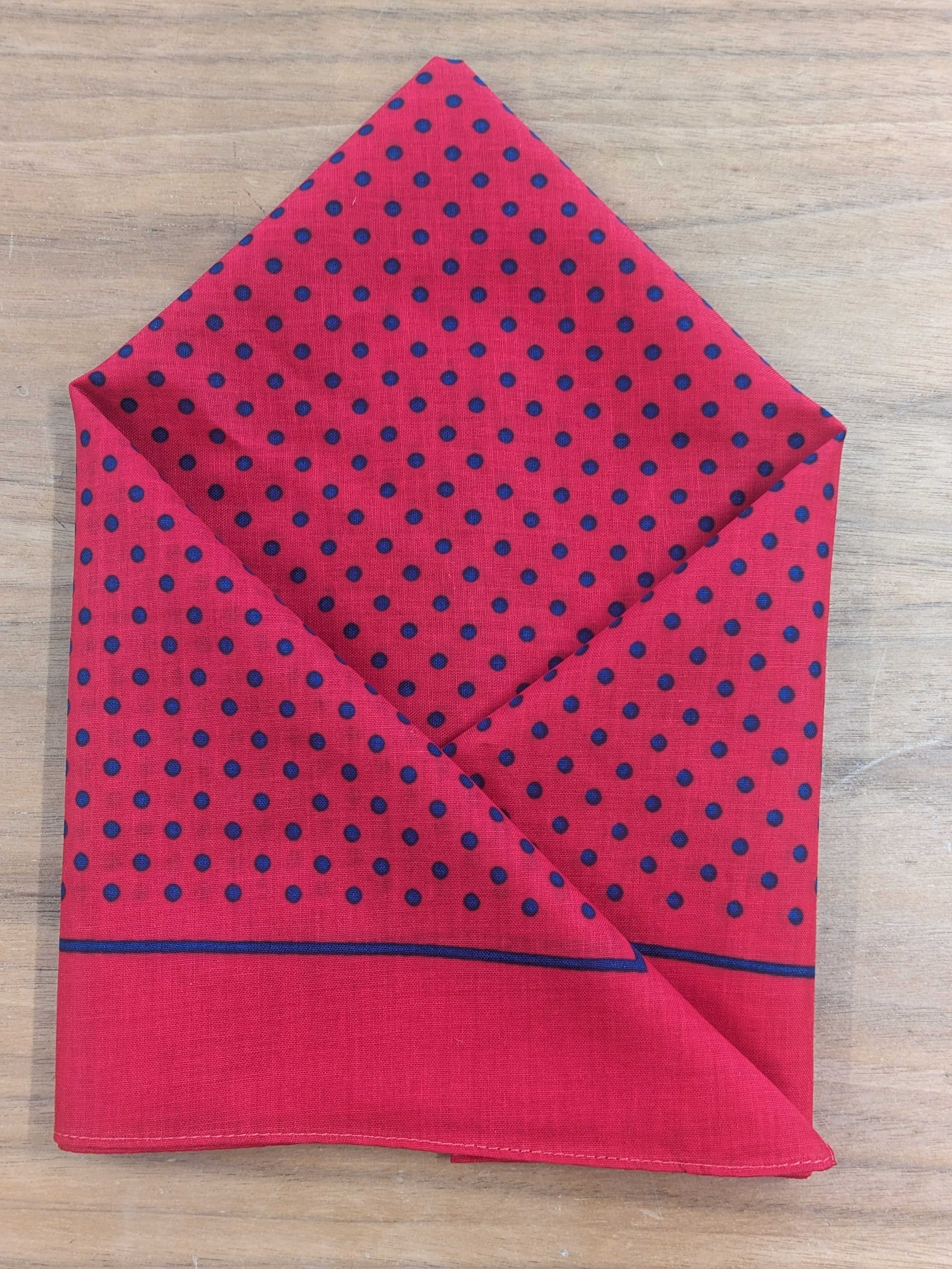Handkerchief - Red Small Navy Polka Dot