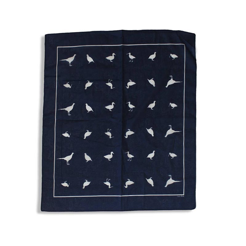 Load image into Gallery viewer, Handkerchief - Navy Blue White Game Birds
